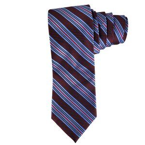 Jos A. Bank Tie Long Men's Classic Collection Diagonal Stripe Burgundy Blue NWT